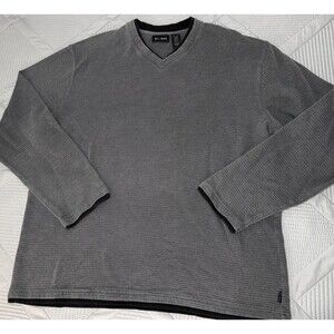 Axcess Long Sleeve V-neck Ribbed Knit Sweater Grey & Black Trim Men’s XXL